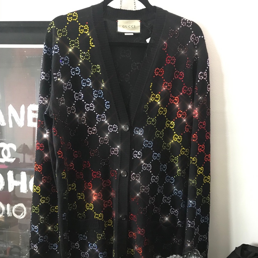 Gucci Black Multicolor Patterned Cardigan